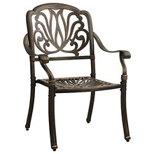 KUPTYERFG Cast Aluminum Bistro Set, 3 Piece Outdoor Dining Set with 35.4 Inch Round Table and 2 Armchairs, Matte Bronze Metal Patio Table and Chair Set for Garden, Terrace