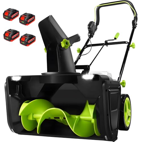 Ymnogjie 40V Cordless Snow Blower,Electric Snow Thrower Pro 4Batteries