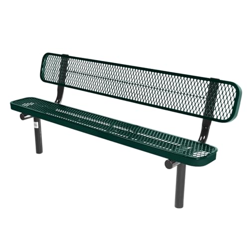 COATEDOUTDOORFURNITURE Bench, Textured Dark Green, Expanded, 6Ft