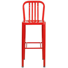 Flash Furniture Gael Commercial Grade 2 Pack 30" High Red Metal Indoor-Outdoor Barstool with Vertical Slat Back