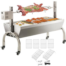 DEWOSEN 50W Rotisserie Grill Roaster 51 Inch BBQ Outdoor Small Pig Lamb Rotisserie Roaster 132LBS/60KG Stainless Steel Charcoal Spit Rotisserie Roaster Grill Great for Camping Outdoor Barbecue
