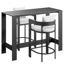 Modway Tahoe 3-Piece Outdoor Patio Bar Table Set in White