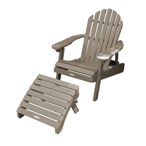 highwood Hamilton Folding & Reclining Adirondack Chair with Ottoman, Woodland Brown