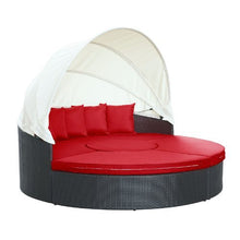 Modway Quest Wicker Rattan Outdoor Patio Canopy Sectional Daybed in Espresso Red