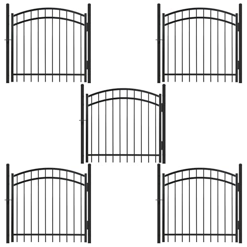 Fencer Wire Heavy Duty Flat Top X-Pattern Decorative Fence Gate Black 4FT x 4FT, Pack of 5