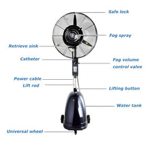 Banfluxion Industrial Misting Fan Electric Spray Fan 26” High Velocity Mister Humidification and Watering Cooling System, 110V, Black
