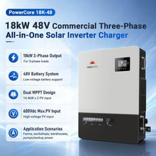SUNGOLDPOWER 18kW 48V Three Phase Solar Inverter, 208V AC All-in-One Off Grid Inverter with Dual MPPT, 28.8kW PV Input, 360A Battery Charger, COMM for Commercial Energy Systems (PowerCore 18K-48)