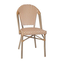 EMMA + OLIVER Colmar Indoor/Outdoor Bistro Set Natural & White Rattan with Light Natural Frame