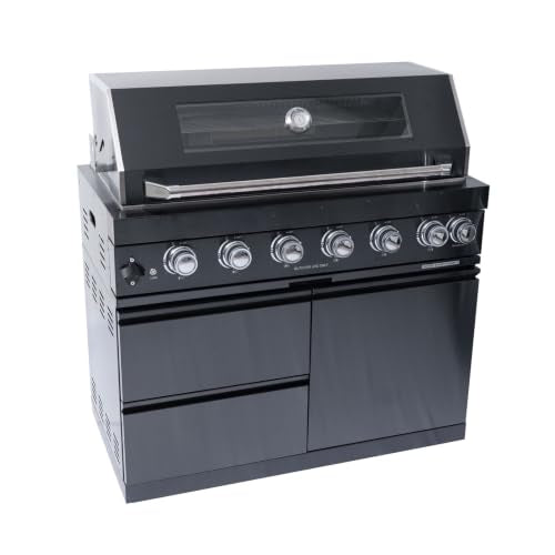 RGWYGCG 6-Burner Outdoor Kitchen Grill, Propane Gas Grill with Rotisserie Kit, Heavy Duty Outdoor Grill Station with Bottle Opener, Grills Outdoor Cooking for Backyard BBQ, Black
