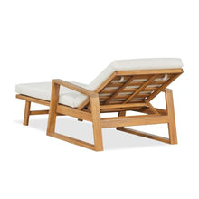 Christopher Knight Home Barde Set of 2 Patio Chaise Lounge Chair Outdoor with Cushion, Acacia Wood Poolside Sun Lounger with Armrests, 4-Position Adjustable Backrest Pool Lounger, Beige + Teak