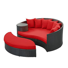 Modway Taiji Outdoor Wicker Patio Daybed with Ottoman Espresso Red