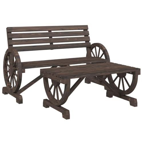 FDSAQOPT 2 Piece Patio Lounge Set Solid Wood Fir