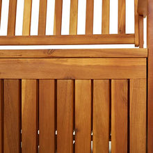 HKTMGDNG Solid Acacia Wood Storage Bench, 58in 3-Seat Outdoor Patio Bench
