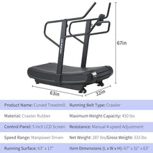 RUNOW Curved Treadmill Non-Electric Commercial Home Running Machine Black