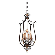 Metropolitan Lighting Bella Cristallo Pendant 4-Light 240 Watts French Bronze with Gold Leaf Highlights