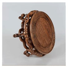 WOAITIANTIAN Vase Stand Round with Foot Wood Carving Pedestal Flowerpot Aquarium Ornamental Base(XX-Large)