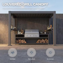 Patio Kingdom 8x5 FT Grill Pergola with Adjustable Louvered Roof, All-Aluminum Hardtop BBQ Grill Gazebo Shelter with Integrated Gutters, 2 Side Shelves, Outdoor Patio Canopy for Backyard, Deck