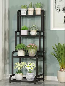 ZOCWJK Indoor Plant Stand Plant Stands Outdoor Tall Large Heavy Duty 4 Tier Metal Flower Pot Holder Display Shelf Storage Organizer Rack for Garden Balcony Patio Yard Black,A-80x40x102cm