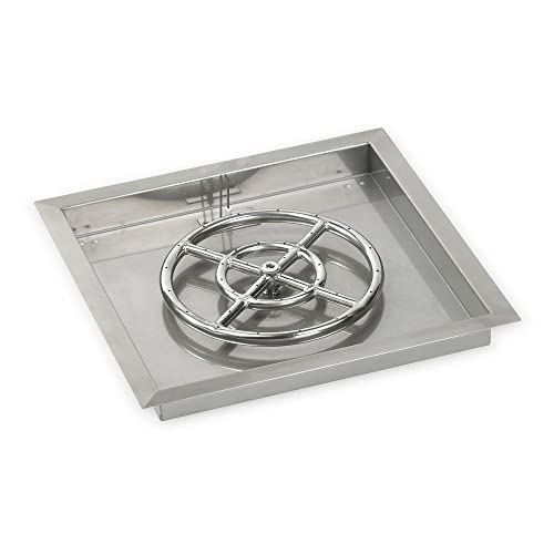 18" Stainless Steel Square Drop in Pan with 12" Fire Ring