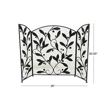 Fireplace Screen 3 Panel Folding Fireplace Net with Leaves and Flowers Design, 45" x 30" Fireplace Screen