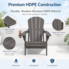 Patio Kingdom Folding Adirondack Chairs Set of 6 with Cup Holders, Heavy Duty HDPE Plastic Outdoor Chairs, Weather Resistant Heavyweight Patio Furniture Set for Deck, Fire Pit, Backyard, Gray