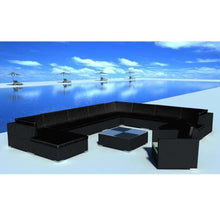 MNCVXAXG 12 Piece Patio Lounge Set with Cushions Poly Rattan Black