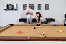 Hathaway Newport 7-ft Pool Table Tennis Combination with Dining Top, Two STO Newport II 7-ft Pool Table Combo Set with Benches - White with Camel Felt - Walnut