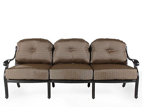 Nassau Outdoor Patio 2 Sofas Cast Aluminum Dark Bronze, Walnut Cushions