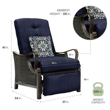 Hanover Ventura Brown Wicker Outdoor Recliner Chair with Cushions and Accent Pillow, Luxury All-Weather Outdoor Patio Recliner Chair with Rust Resistant Steel Frames for Deck, Backyard, Pool Side