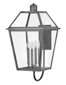 Hinkley Nouvelle Collection Four Light Outdoor Large Wall Lantern Blackened Brass