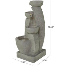 Deco 79 Fiberglass 4 Tier Fountain with LED Light, 20" x 18" x 44", Gray