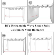 Asiwnshw Retractable Wave Shade Sails with LED Lights Strip & Mounting Kit, Outdoor Sun Shade Canopy Pergola Cover, Waterproof Sun Protection Patio Awning, Beige(5'x26')