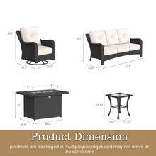 Aeeiua 5 Piece Patio Furniture Set with Fire Pit Table