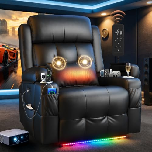 Reclining Loveseat Sofa, RV Loveseat Recliner Wall Hugger Couch, Home Theater Seating, Massage Loveseat with Console, USB & Type-C Ports, Storage Armrests for Living Room, Camper, Game Room, Man Cave