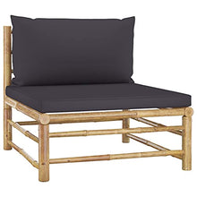 PUGYNBK 6 Piece Garden Lounge Set with Removable Covers, Outdoor Bamboo Furniture and Soft Polyester Cushions for Patio, Modular Design, Weather-Resistant, Easy Maintenance, Dark Grey