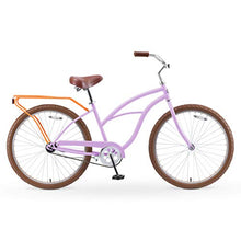 sixthreezero Women's Beach Cruiser Bike Around The Block Lilac Ginger w/ Brown Seat/Grips