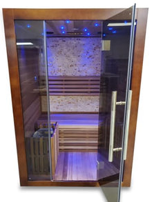 MCP-Distributions Canadian Red Cedar Wood Swedish Indoor Traditional Wet/Dry 1-2 Person Sauna SPA with 6KW 200F Heater and Rocks