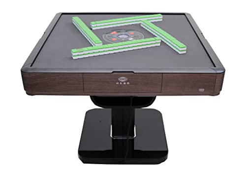 usamjtable Folding Automatic Mahjong Table Ultra Thin Wood Grain with Table Cover
