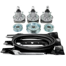 GENTERUN Universal 48 Inch Deck Rebuild Kit - Replacement Kit Includes Spindles Blades Belt Pulleys