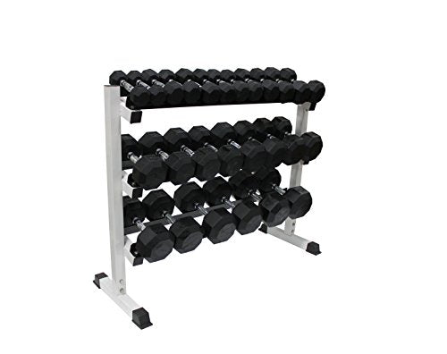 Ader Sporting Goods Black Rubber Dumbbell Set with Rack 554 LBs