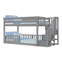 Max & Lily Twin/Twin Low Bunk Bed with Stairs and Guard Rails Grey