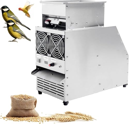 Cereals Blown Shell Splitter, 30W Birds Feed Wind Sheller Selection Screening Machine, Electric Stainless Steel Grain Cleaning Winnower Machine, for Millet, Miscellaneous Grains, Melon Seeds