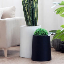 x3anggyt5 Planter Black Floor Standing Flower Pot, Cement and Glass Fibre Plant, with Drainage Hole and Saucers Trays for Room Balcony Garden Office Plants Container Garden(Large)