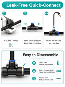 Plant Watering Devices 360° Bendable Nozzles, 4 Spray Modes, Mist Cooling Kit for Road Canopy Deck Umbrella(H 16 in(40cm) Nozzle,L 196ft(60m))