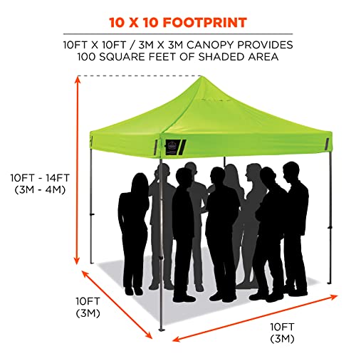 Ergodyne SHAX 6053 Fully Enclosed Pop Up Canopy Tent with Sidewalls 10ft x 10ft Lime