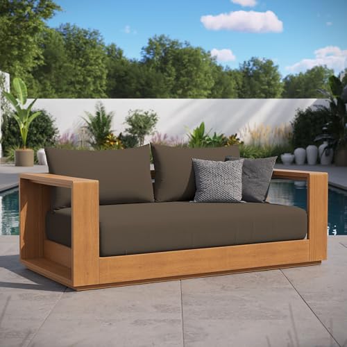 Modway Tahoe Acacia Wood Outdoor Patio Loveseat Natural Cocoa
