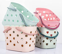Plastic Storage Basket Collapsible with Handle - Portable Outdoor Picnic Basket Space Saving Storage Basket for Kitchen Shelves Bathroom,Green (Pink)