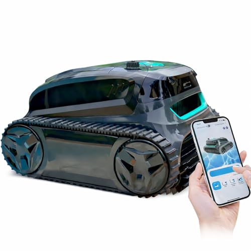 Cordless Robotic Pool Cleaner with App Control for Floor Wall and Waterline Cleaning Dual Layer Filtration Weekly Scheduling Up to 210 Min Runtime