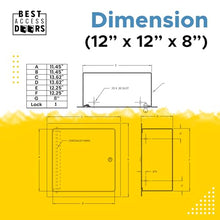 Best 12″ x 12″ x 8″ Recessed Valve Box for Valves & Controls, 16-Gauge Steel Valve Box with Rounded Corners, One-Piece Outer Flange Welded to Box, Concealed Hinge, Cylinder Lock & Key, BA-ARVB