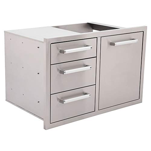 WHISTLER 32-Inch Stainless Steel Drawer Combo Triple Drawer & Propane Tank Tray, Comes with 2 * 17.5L bin